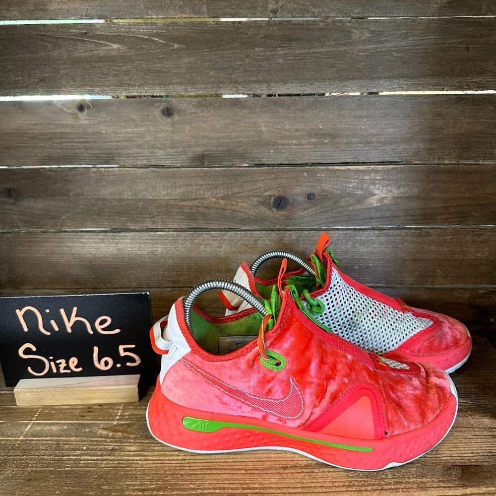 Big Kids Nike Air PG 4 Christmas Red Velvet Basketball Shoes Sneakers Size 6.5 Y